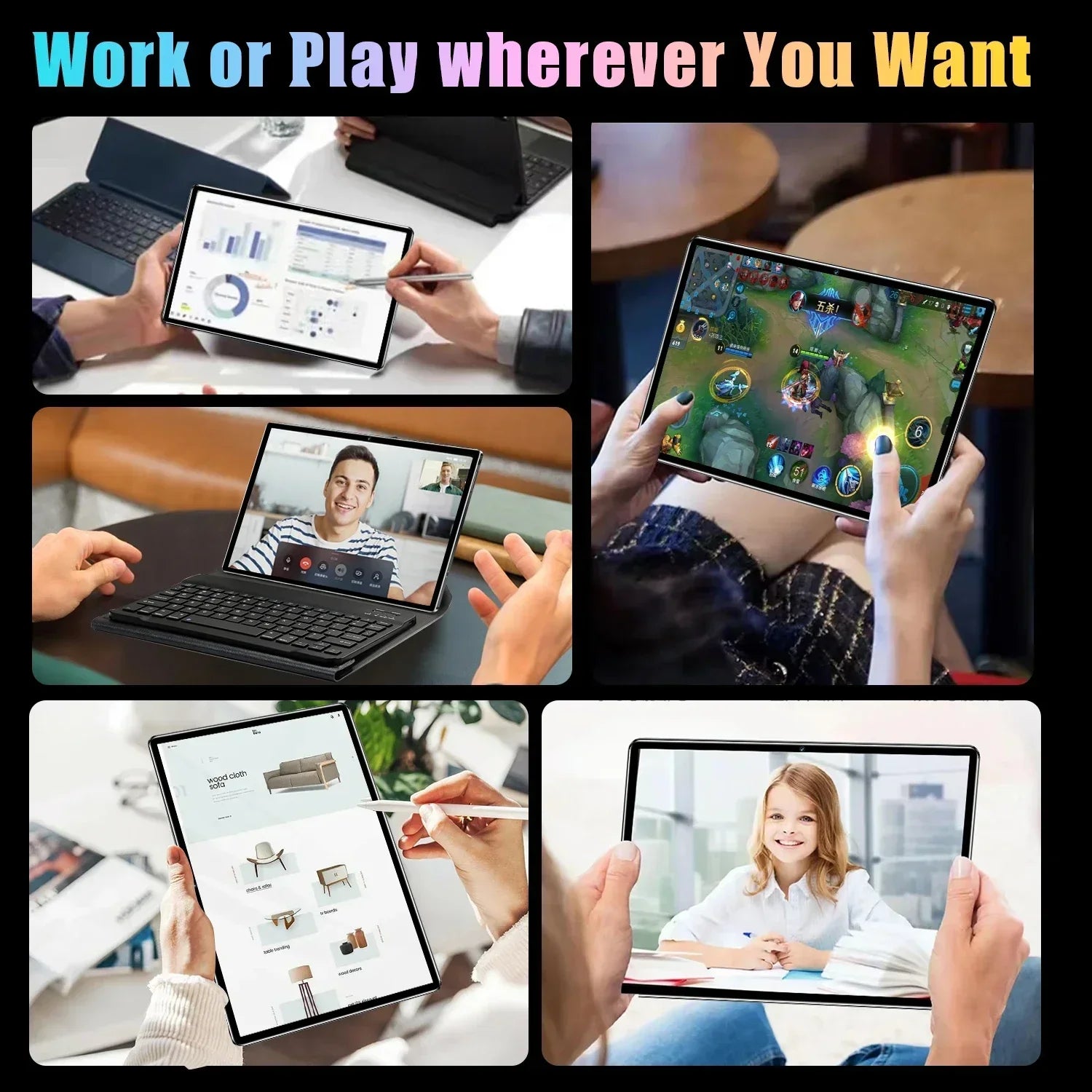 2024 Original HD4K Tablet PC Pad 6 Pro Android 13 12GB+512GB 10000mAh Snapdragon 888 Bluetooth WiFi Tab tablets 10 inch android