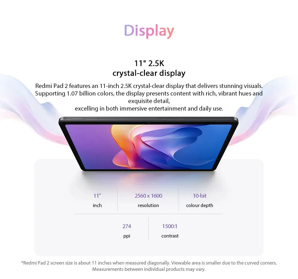 Xiaomi Redmi Pad 2 4GB/128GB 6GB/128GB 8GB/256GB 9000mAh Battery 11" 2.5K WiFi Global Version Tablet PC