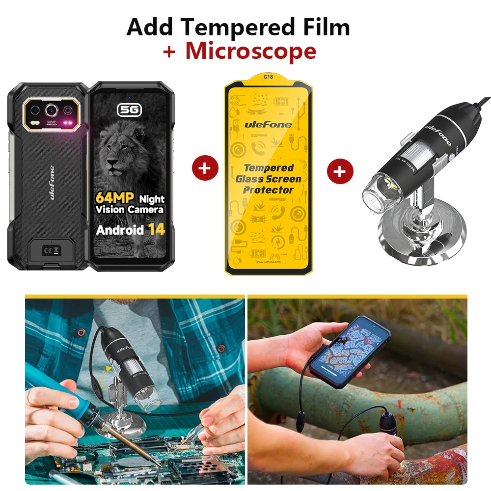 Ulefone Armor 27 Pro 5G Rugged Phone 10600mAh Smartphone 50MP Camera 64MP Night Android 14 Up to 24GB+256GB NFC Waterproof Phone