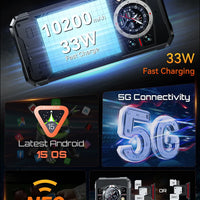 Rugged Smartphone 5G Cubot KingKong 11, 10200mAh Battery, Dimensity 7025, 6nm, 2.5GHz, 32GB RAM(16+16), 256GB ROM,108MP Camera