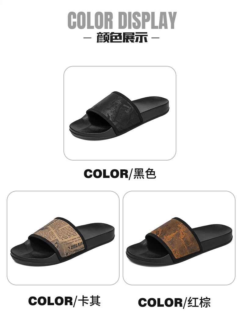 Mens Slides Fashion Summer Luxury Slippers Cushion Beach Solid Slides Indoor Bathroom Anti Slip House Male Sandals