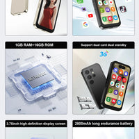 Official SERVO S24 Ultra Mini Android Smartphone 3.75" Screen 3G WCDMA 2MP Camera 1GB+16GB Play Store 2 SIM Small Cellular Phone