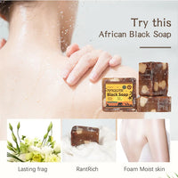 African Black Soap Raw Black Body Cleaning Bath Soap Essential Oil Handmade Soap