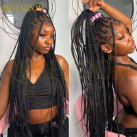 36'' Blonde Synthetic Long Cornrows Box Braided Full Lace Front Wig for Black Women Straight Lace Front Braiding Hair Wig
