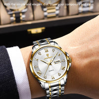POEDAGAR Luxury Casual Man Watch Waterproof Luminous Date Week Quartz Men's Watches Stainless Steel Fashion Sport Men Wristwatch