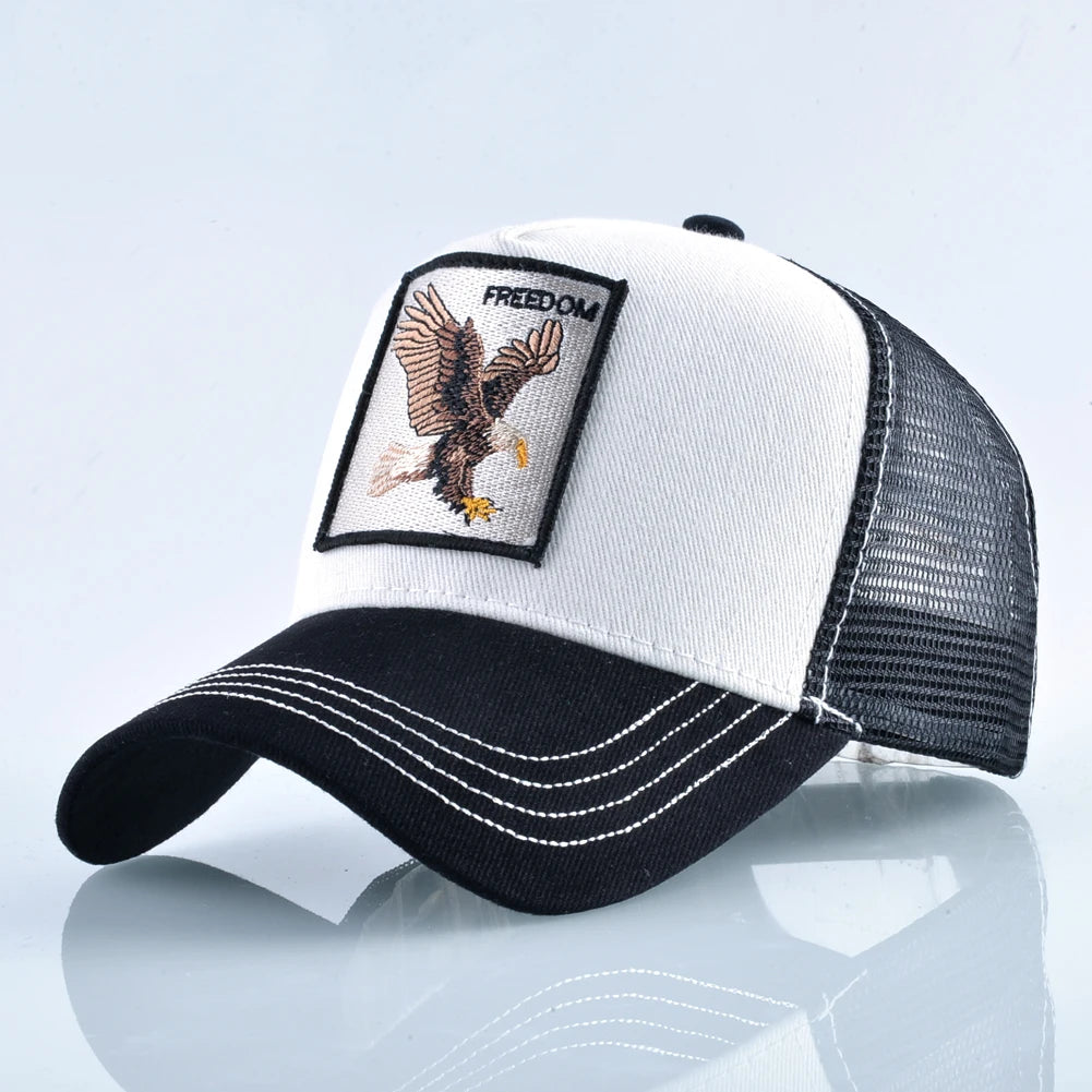 Fashion Trucker Caps With Embroidery Animals Patch Four Seasons Snapback Baseball Cap For Men Women Adjustable Visor Hat