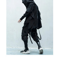 2023 Multi Pockets Tactical Hip Hop Cargo Pants Men High Street Casual Punk Techwear Harem Pants Webbing Buckle Elastic Waist