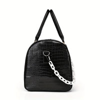 Large Capacity Retro Crocodile-Textured Duffel Bag with Adjustable Shoulder Strap, Stylish Gym,  Weekender & Overnight Bag