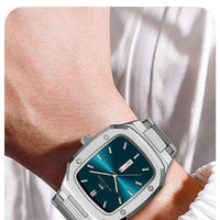 2025 New Men Watch Week Quartz Movement Square Stainless Steel Clock Gold Black Waterproof Luxury Brand Waterproof Sports Watch