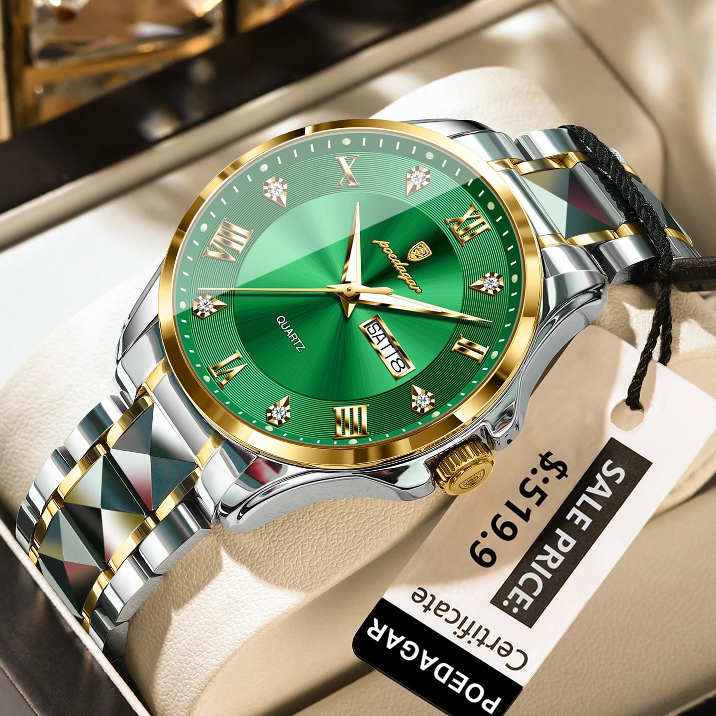 POEDAGAR Luxury Casual Man Watch Waterproof Luminous Date Week Quartz Men's Watches Stainless Steel Fashion Sport Men Wristwatch