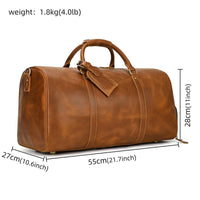 Custom Name Mens Leather Travel Duffle Bag Cow Leather Men's Weekender Bags Real Cowskin Leather Handbags For Travelling Outdoor