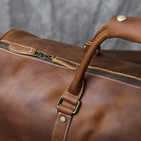 New Retro Male Carry-on Bag Europe And America Crazy Horse Leather Travel Bag Layer Cowhide Large Capacity Single Shoulder Bag