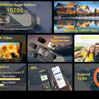 CUBOT KINGKONG X, Rugged Smartphone 5G, 32GB RAM(16GB+16GB), 256/512GB ROM, 10200mAh, 6.583-Inch 120Hz Screen, NFC,WiFi 6, 100MP