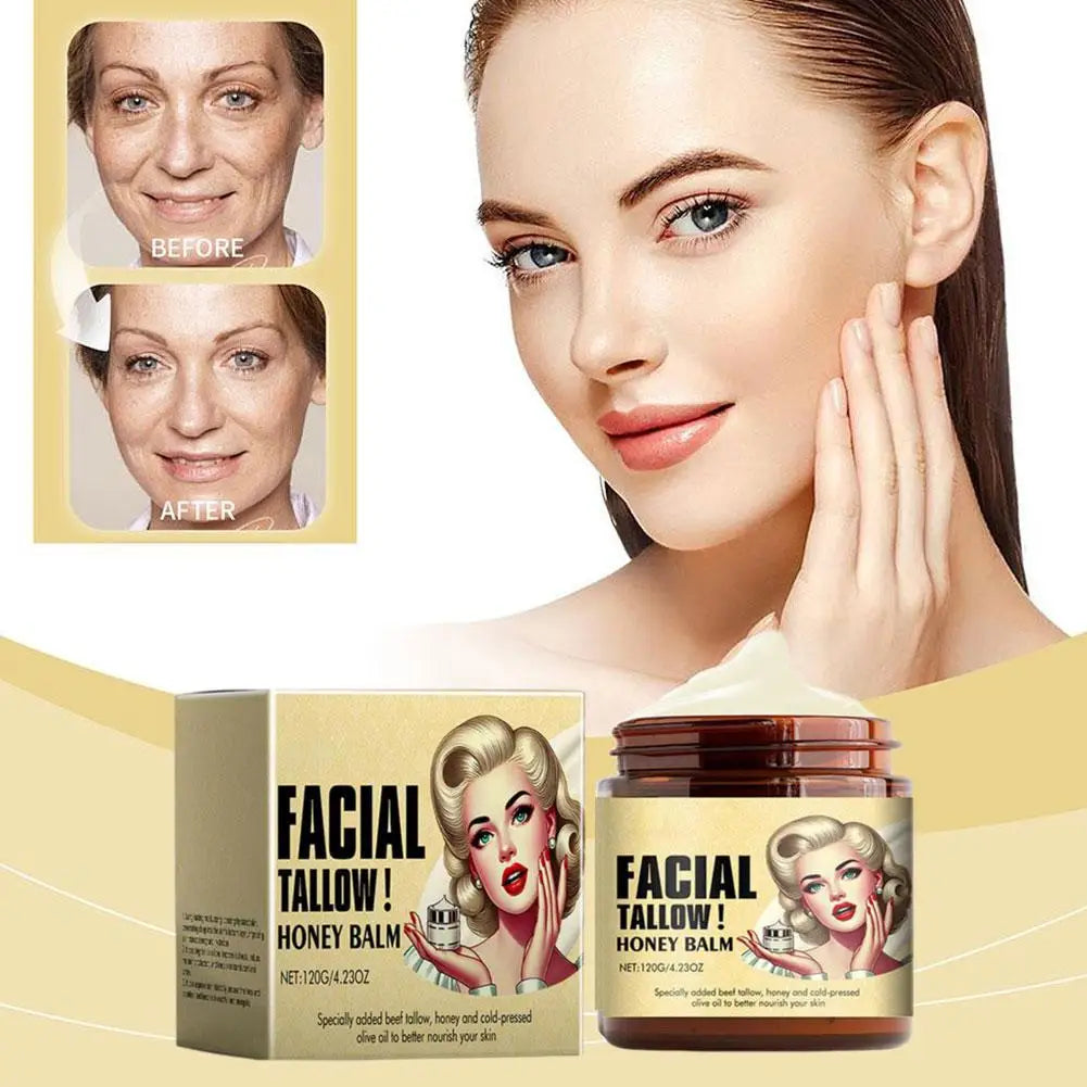 1Pcs Whipped Beef Tallow Honey Balm Moisturizer Face Body Skin Care Grass Fed Grass Finished Skincare