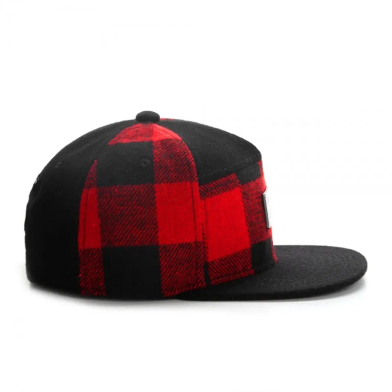 FEI M Fashion PLATED CAP Plaid Adjustable Snapback Cap Outdoor Adult Casual Sports Trucker Hat