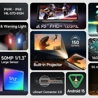 【World Premiere】Ulefone Armor 34 Pro 5G AI Rugged Phone 25500mAh Up to 32GB+512GB Built-in Projector 120Hz 6.95" NFC Smartphone