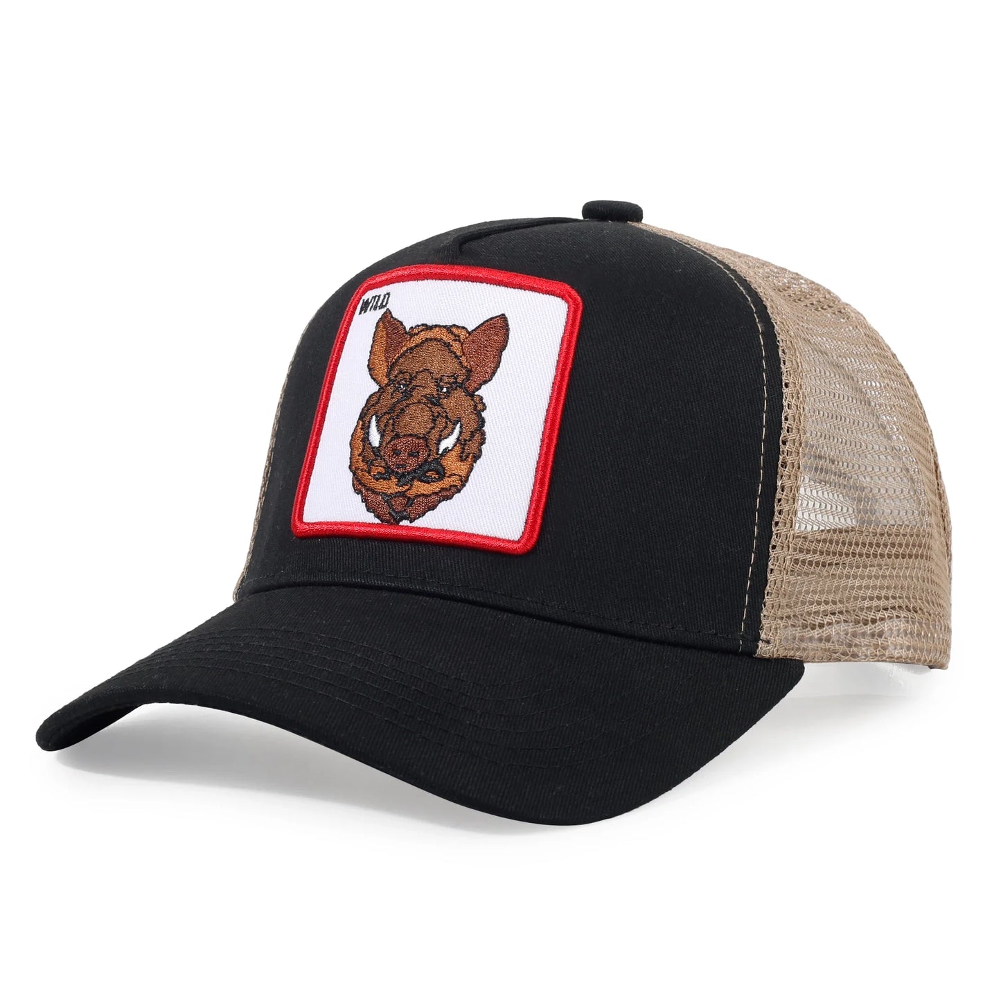 Men's Cartoon Animal Embroidered Baseball Caps Male Snapback Mesh Hats Hip Hop Caps for Men Female Outdoor Mesh Sun Hat