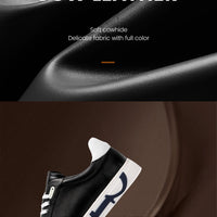 Men Casual Shoes Luxury Brand Leather Flat Shoes Black White Flat Breathable Massage Comfortable Casual Sneakers