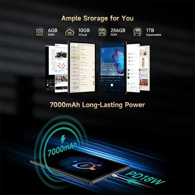 ALLDOCUBE iPlay 70 Pro Tablets 10.95 inch 2.5K 60Hz Display Helio G99 Octa 6GB+10GB RAM 256GB ROM Tablet PC 4G LET WiFi 7000mAh