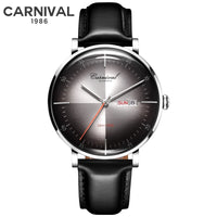 Carnival Brand 3D Curved Dial Luxury Sapphire Automatic Watch for Man Leather MIYIOTA Mechanical Watch Sports Wristwatch Male