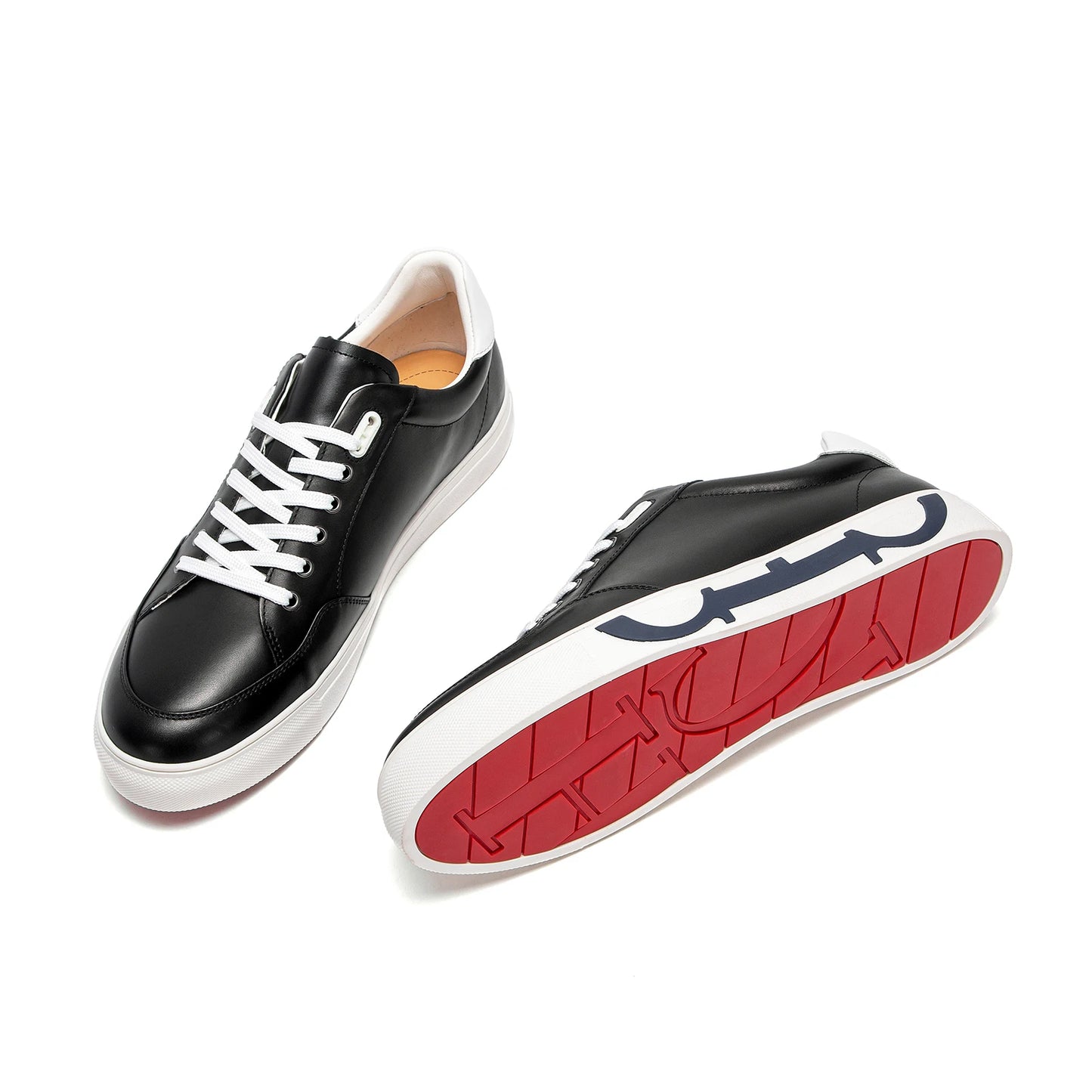Men Casual Shoes Luxury Brand Leather Flat Shoes Black White Flat Breathable Massage Comfortable Casual Sneakers