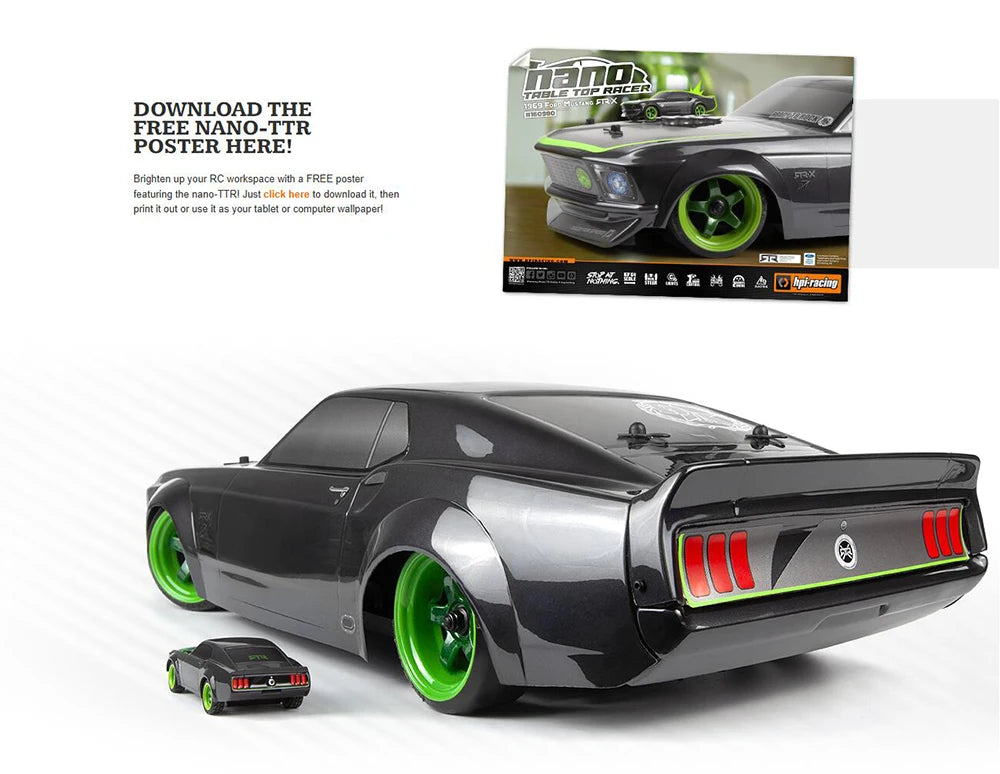 HPI 160980 NANO-TTR 1/64 MINI RC Remote Control On-road Car Desktop Adult Children's Toys