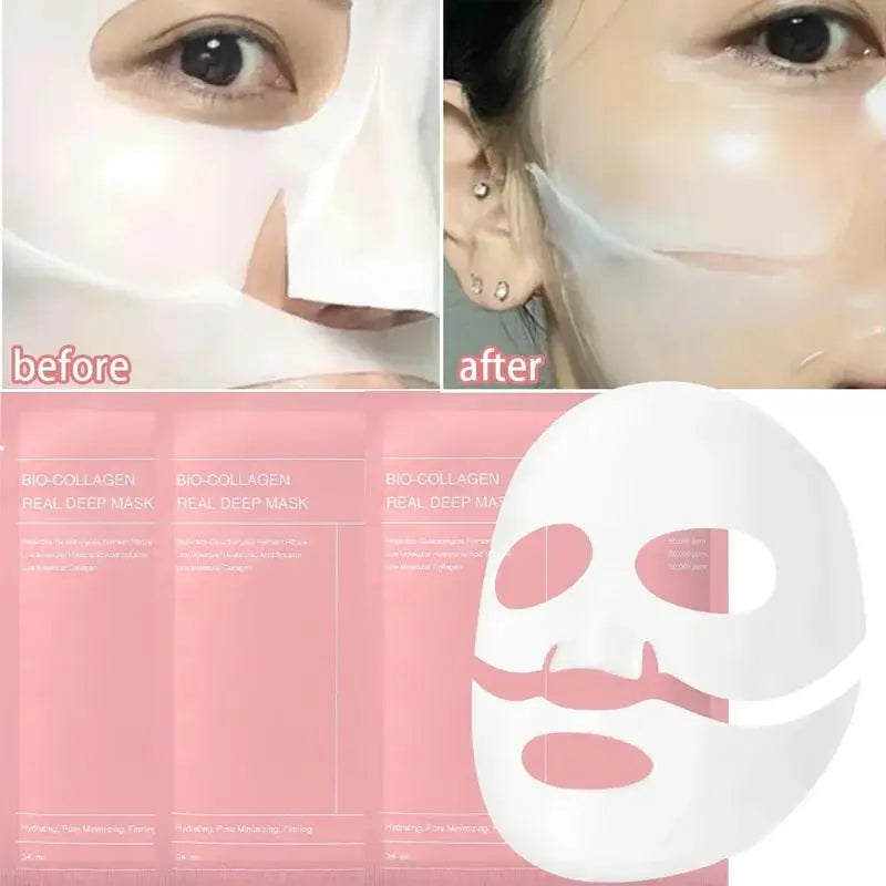 10Pcs Collagen Moisturizing Facial Mask Shrink Pores Deep Hydrating Overnight Anti Wrinkle Face Mask Brightening Skin Care