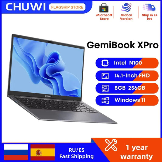 CHUWI 14.1-inch GemiBook XPro Laptop Intel N100/N150 Graphics 600 GPU Screen 8GB RAM 256GB SSD With Cooling Fan Windows 11