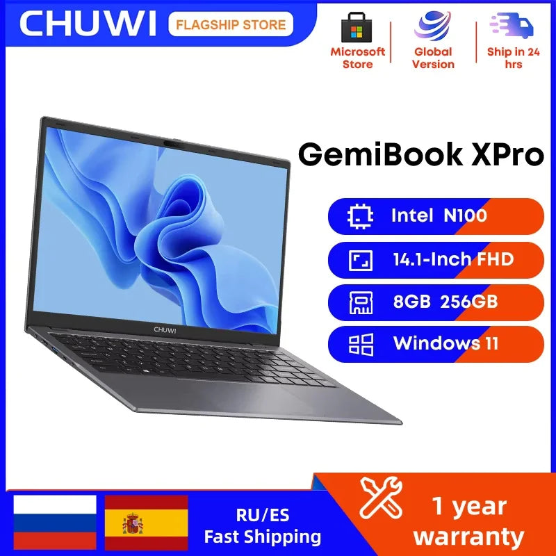 CHUWI 14.1-inch GemiBook XPro Laptop Intel N100/N150 Graphics 600 GPU Screen 8GB RAM 256GB SSD With Cooling Fan Windows 11