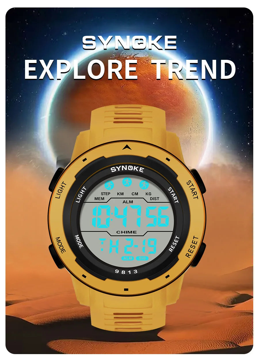 Upgrade Movement Digital Watches For Men Waterproof 50M SYNOKE 9813 Sports Watch Men Big screen Easy to Read reloj hombre