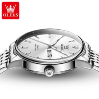 OLEVS Men's Watches Fashion Simple Calendar Week Luminous Waterproof  Steel Strap Man Watch Original Quartz Watches for Men 2929