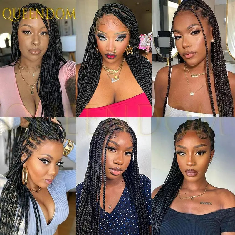 36'' Blonde Synthetic Long Cornrows Box Braided Full Lace Front Wig for Black Women Straight Lace Front Braiding Hair Wig