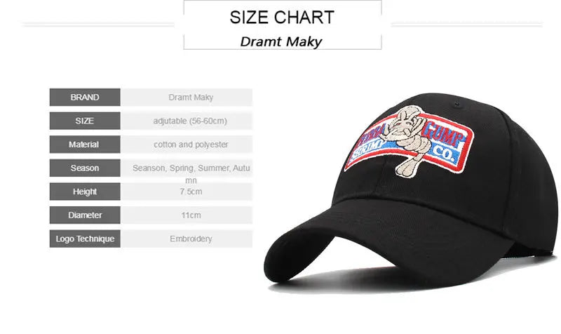 High Quality Baseball Cap Men Women Adjustable Cotton Forrest Gump Embroidery Dad Hat Trucker Snapback Caps Unisex Summer Hats