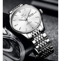 OLEVS Men's Watches Fashion Simple Calendar Week Luminous Waterproof  Steel Strap Man Watch Original Quartz Watches for Men 2929