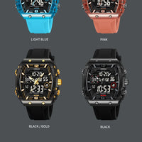 LOQNCE Sports Watches Fashion Men Watches 50m Waterproof Rectangle LED Big Dial Display Digital Watches LED Wristwatches Men