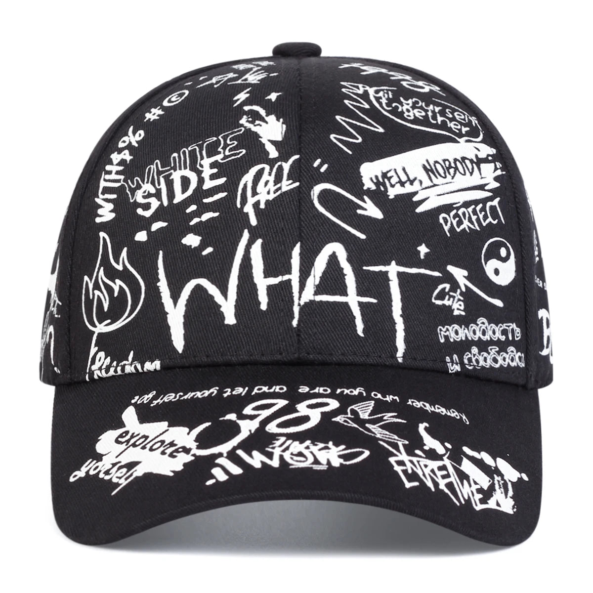 Unisex What Gossip Graffiti Print Baseball Caps Spring Autumn Outdoor Adjustable Casual Hats Sunscreen Hat
