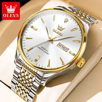 OLEVS Men's Watches Fashion Simple Calendar Week Luminous Waterproof  Steel Strap Man Watch Original Quartz Watches for Men 2929