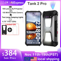 8849 Tank 2 PRO Rugged Smartphone with Projector 16GB 256GB Mobile Phone 23800mAh 120W Android 14 Phone 100MP Cell Phone