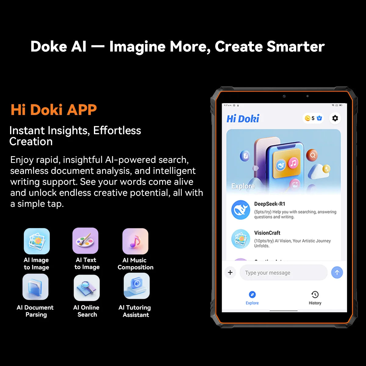 Blackview Active 5 [No EU Charger] 24(8+16)GB+128GB 8.68'' IPS Rugged Tablet 6600mAh Tablet Android 15 90Hz Doke AI 16MP+13MP NFC Fingerprint