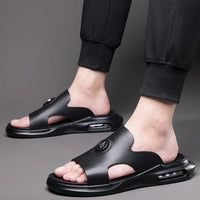 Luxury Men's Genuine Leather Sandals Classic Roman Men Shoes Slippers Soft Comfortable Men Non-slip Walking Slippers Footwea