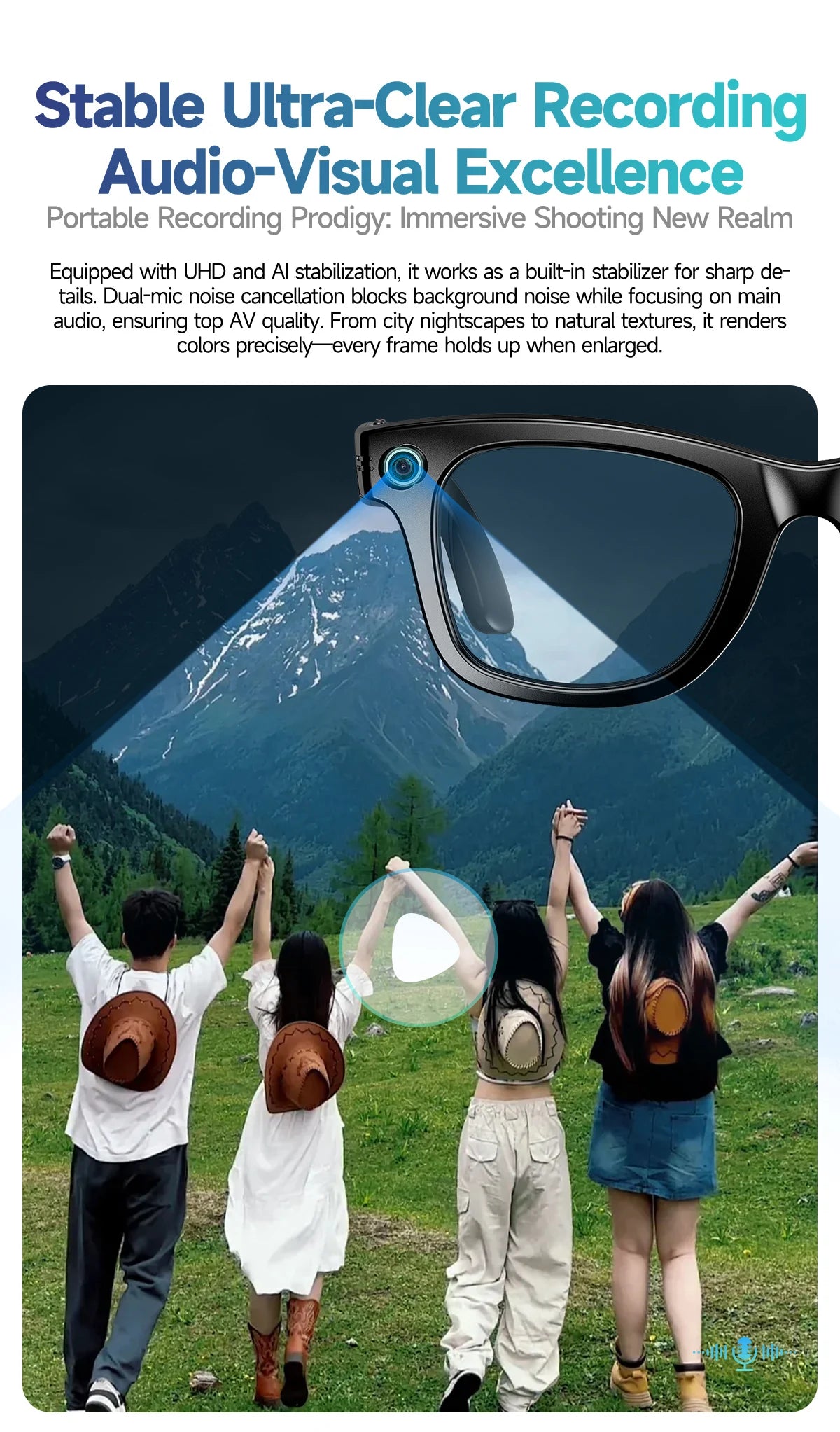 2025 Smart Glasses Men 8MP Camera WiFi Bluetooth Touch Control IP65 Waterproof AI Translation Noise Cancelling AI Glasses Women