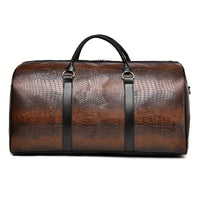 Large Capacity Retro Crocodile-Textured Travel Duffel Bag - Durable Unisex Vacation Luggage,  Versatile Gift for Men & Women