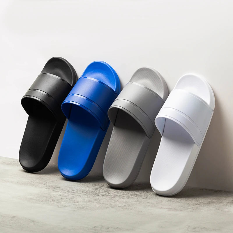 2024 New Summer Men's Solid Home Slides Casual Non Slip Open Toe Slides For Indoor Walking And Bathroom Shower