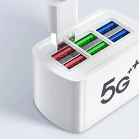 6 USB Charger Power Strip Universal Fast Charging EU/US Plug Phone Charger Adapter Electric Socket Extension Cable Table Socket