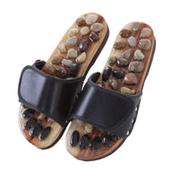 Natural Pebbles Acupressure Massage Slippers Rotating Feet Care Massage Stone Sandals Adjustable Relaxation Foot Massager Shoes