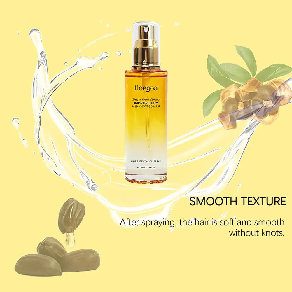 Hair Care Essential Oil Spray Improves Dry And Frizzy Hair, Non-Greasy Lightweight Smooth Hair Strengthening Essential Oil Spray