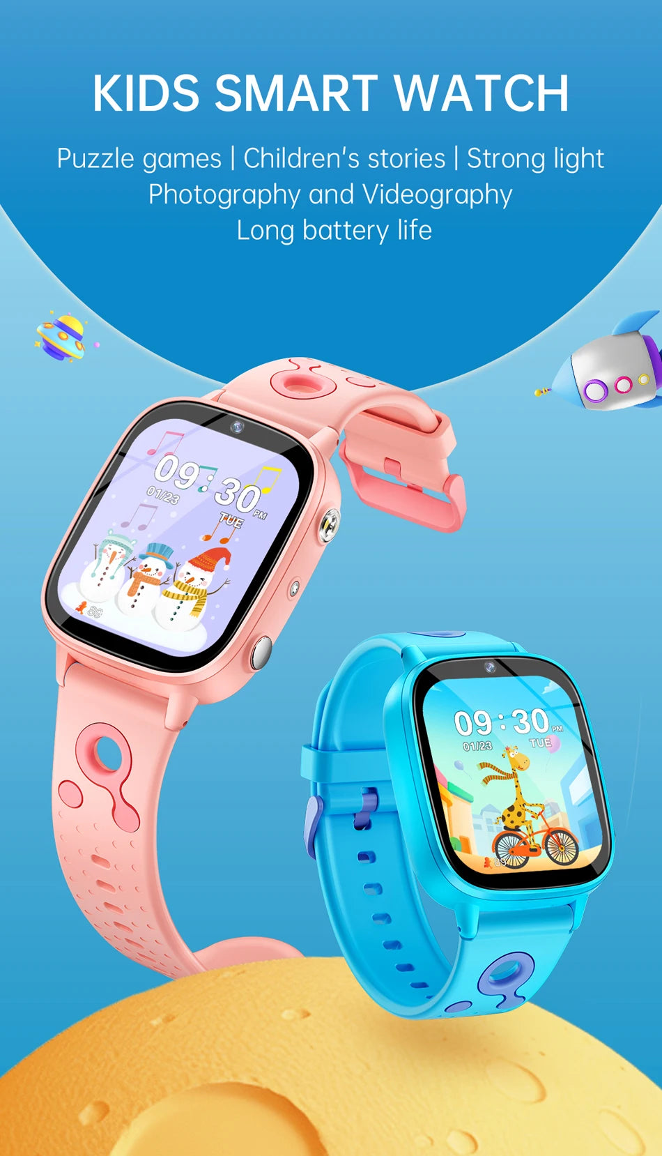 2025 New Smart Watch For Children HD Touch Screen Camera 26 Games Learn vocabulary Alarm Clock Calculator Birthday Gift Boy Girl
