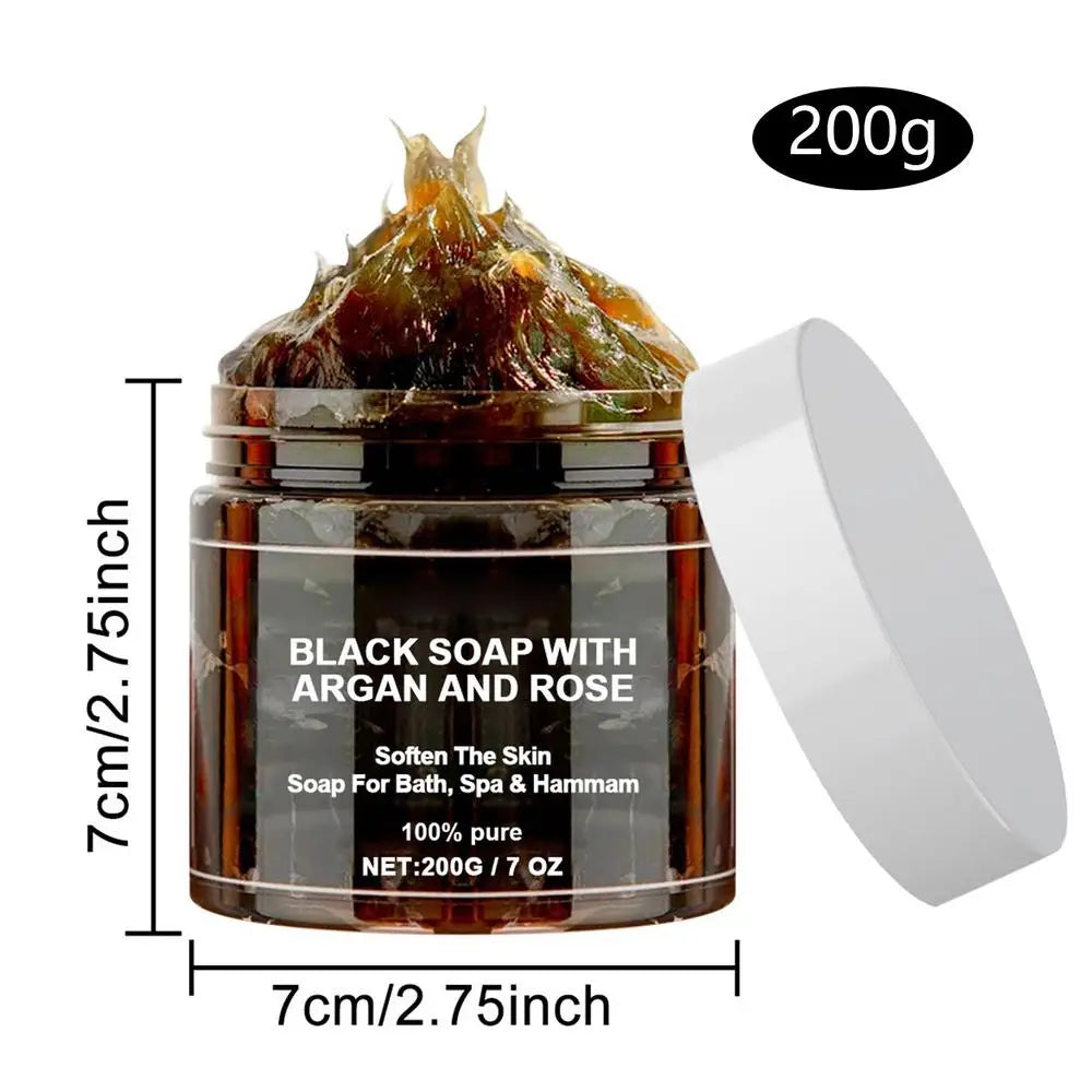 1pcs Black Beldi Soap With Argan And Rose 200g Morocco Black Beldi Soap Moisturizing Body Remove Acne Skin Care