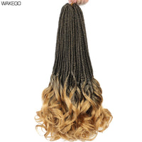 14 18 24 Inch French Curl Box Braids Crochet Hair Ombre Brown to Blonde Prelooped Synthetic French Curls Braiding Hair for Women