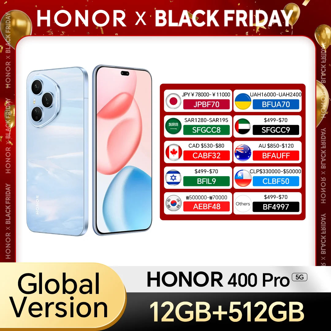 2025 New HONOR 400 Pro 5G Global Version Smartphone 200MP AI Main Camera 6.7'' AMOLED Screen 6000 mAh 100W Wired 50W Wireless